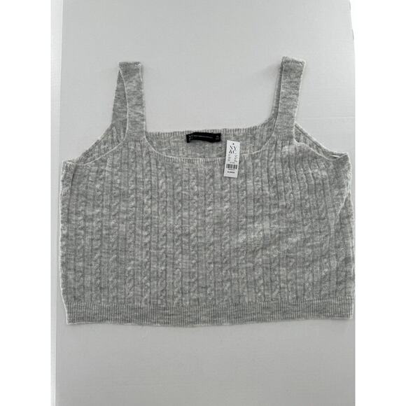 New York & Co Knit Lounge Set Sz XL Cableknit Soft Grey Tank Wide Leg Pants New - Picture 6 of 16